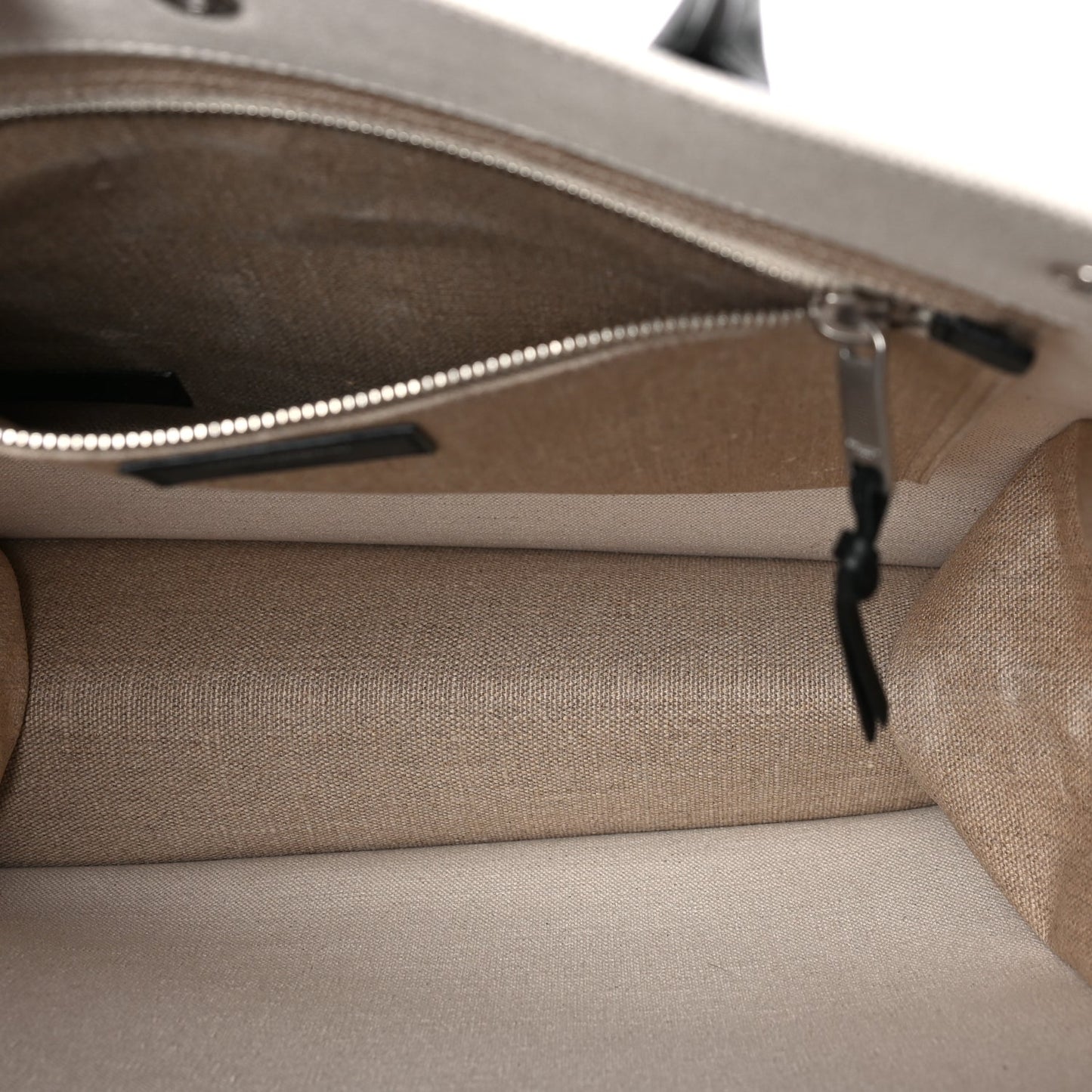 Saint Laurent Linen Calfskin Rive Gauche North South Tote Optic White