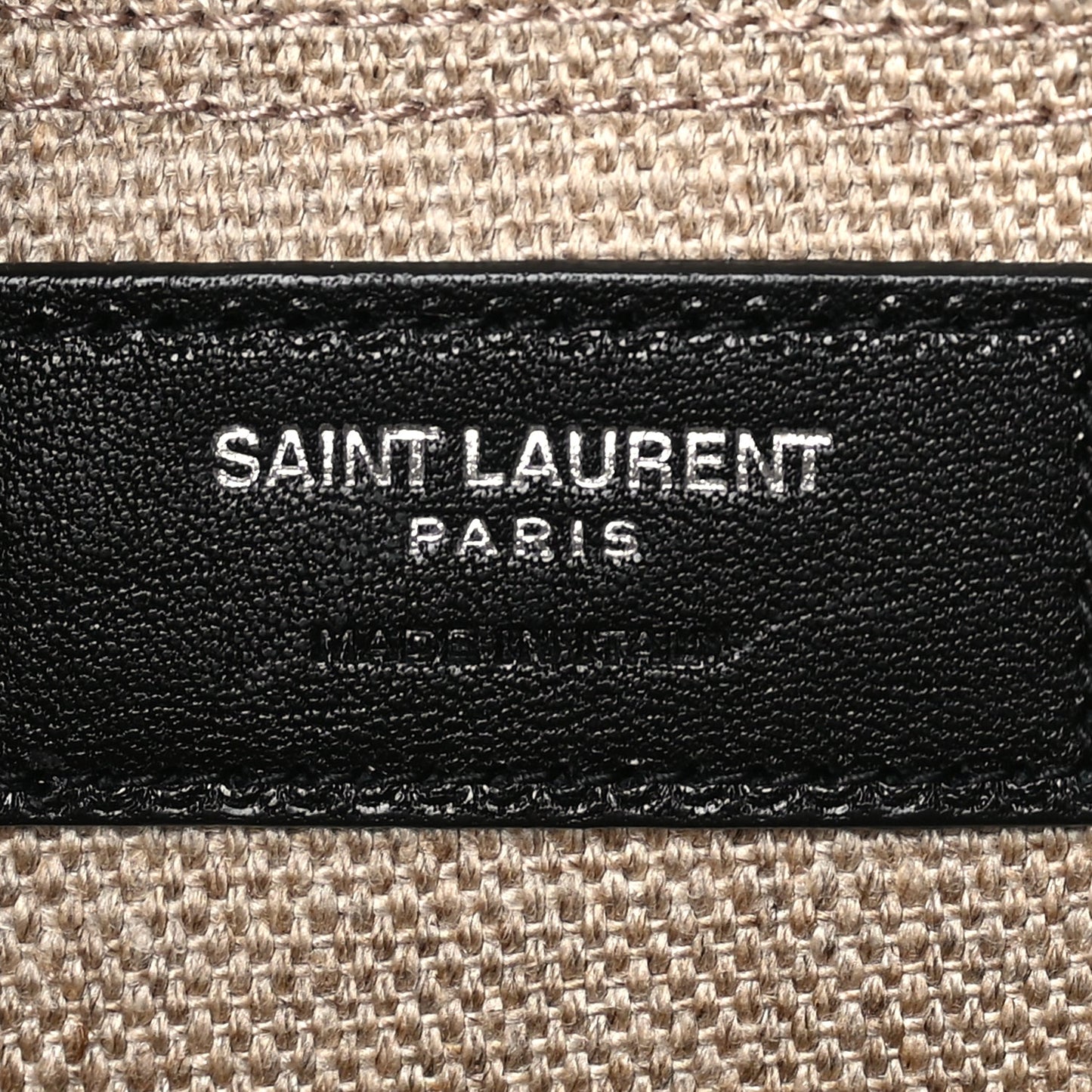 Saint Laurent Linen Calfskin Rive Gauche North South Tote Optic White