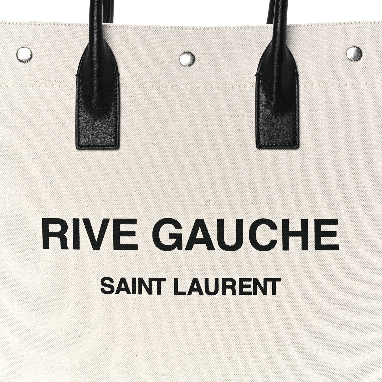 Saint Laurent Linen Calfskin Rive Gauche North South Tote Optic White