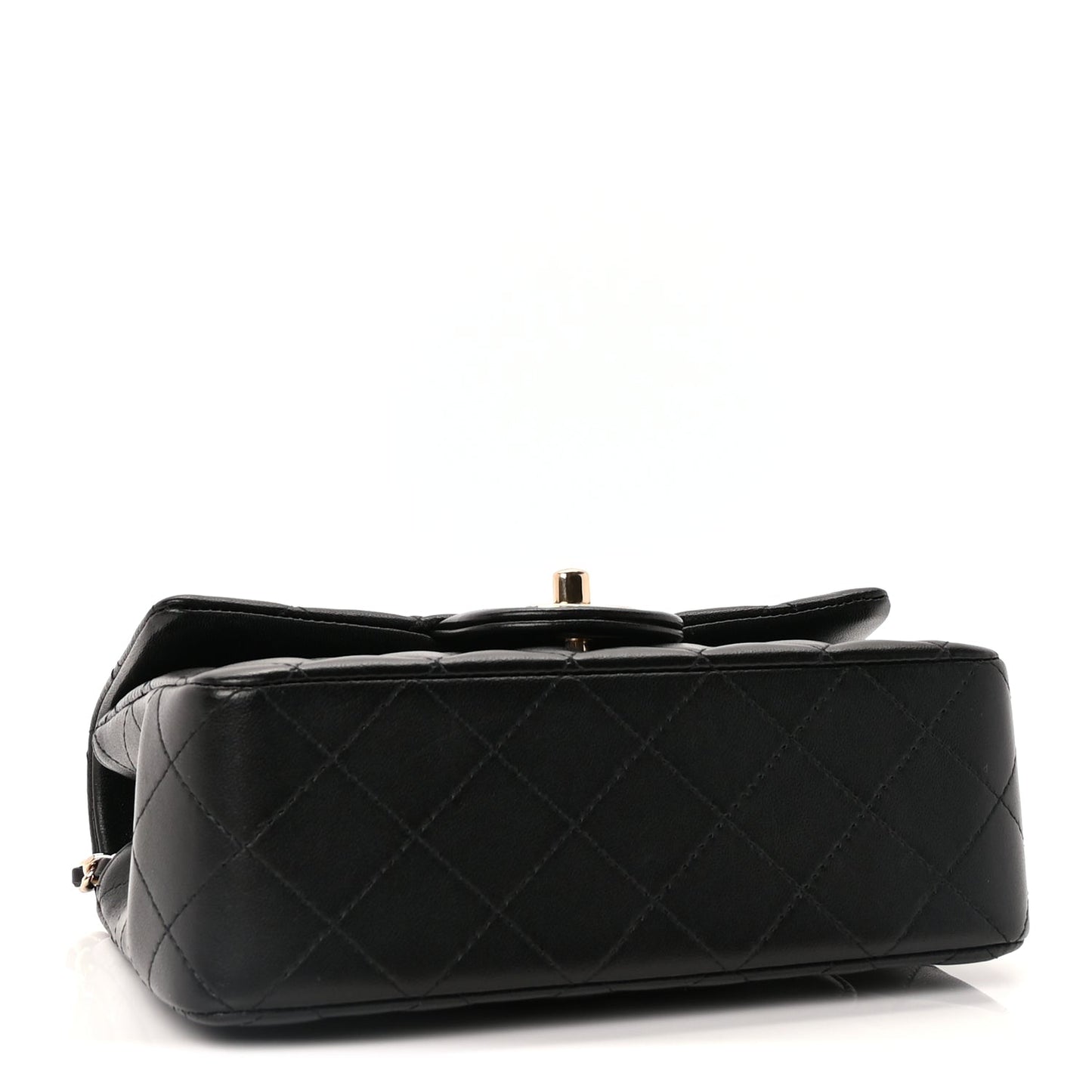Chanel Lambskin Quilted Mini Top Handle Rectangular Flap Black