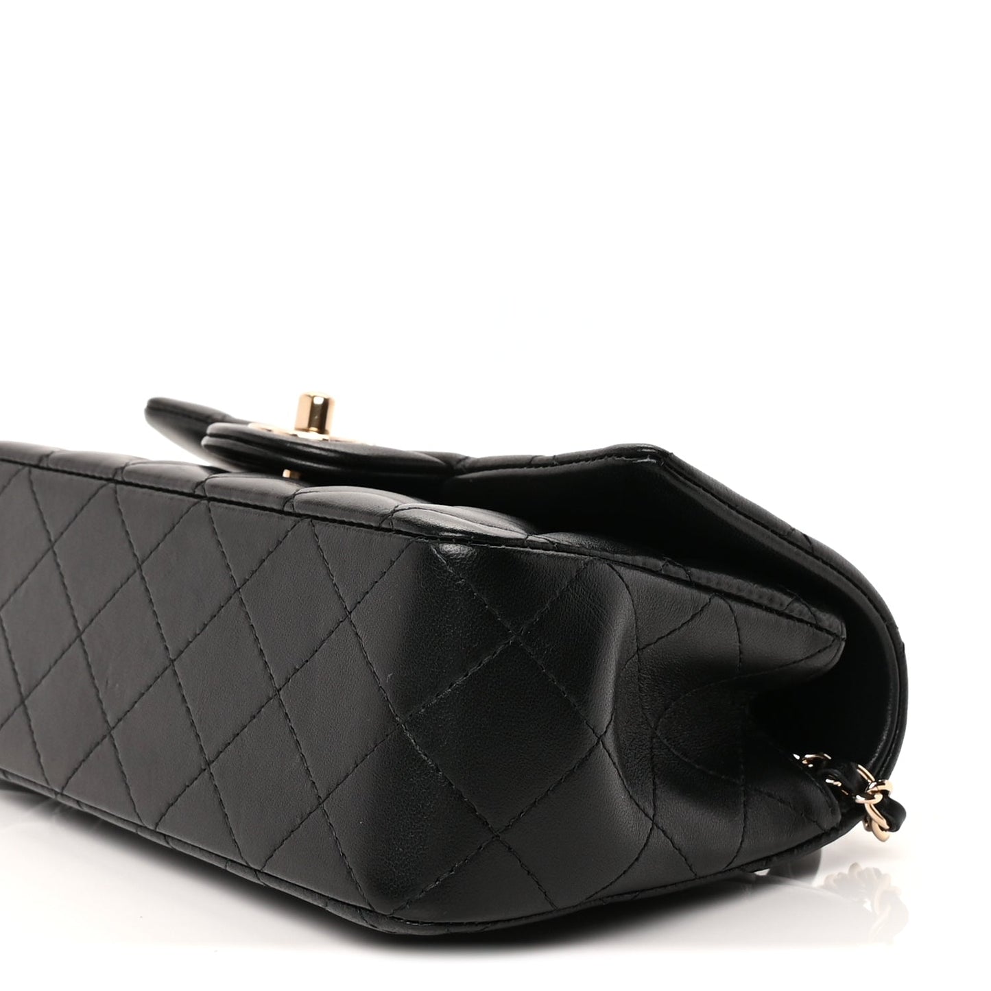 Chanel Lambskin Quilted Mini Top Handle Rectangular Flap Black