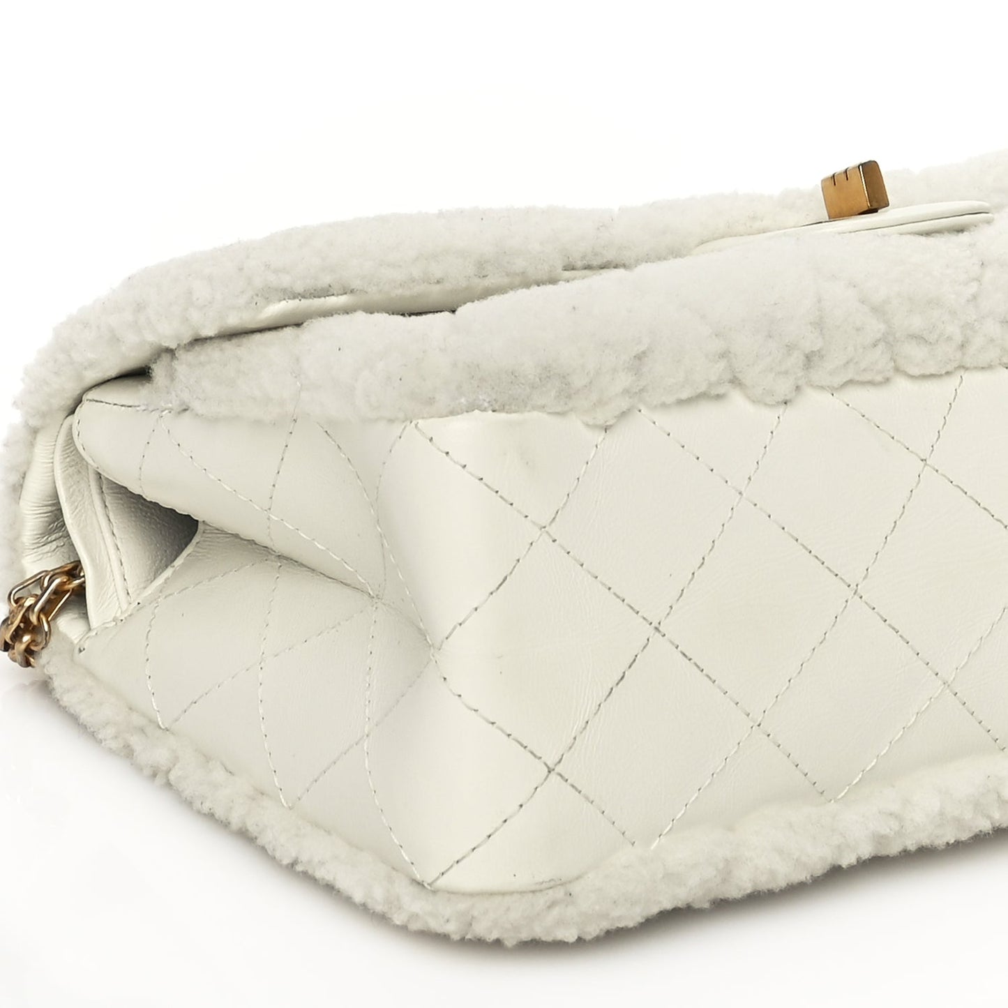 Chanel Shearling Lambskin Aged Calfskin Quilted 2.55 Reissue 225 Flap White