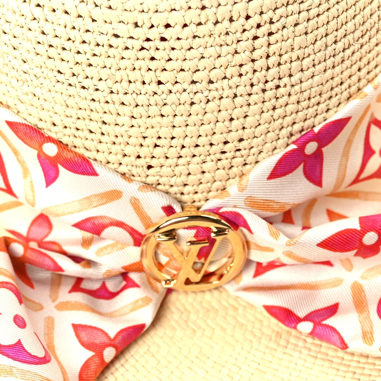 Louis Vuitton Raffia Tiles By The Pool Panama Fedora S Natural Coral