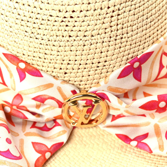 Louis Vuitton Raffia Tiles By The Pool Panama Fedora S Natural Coral