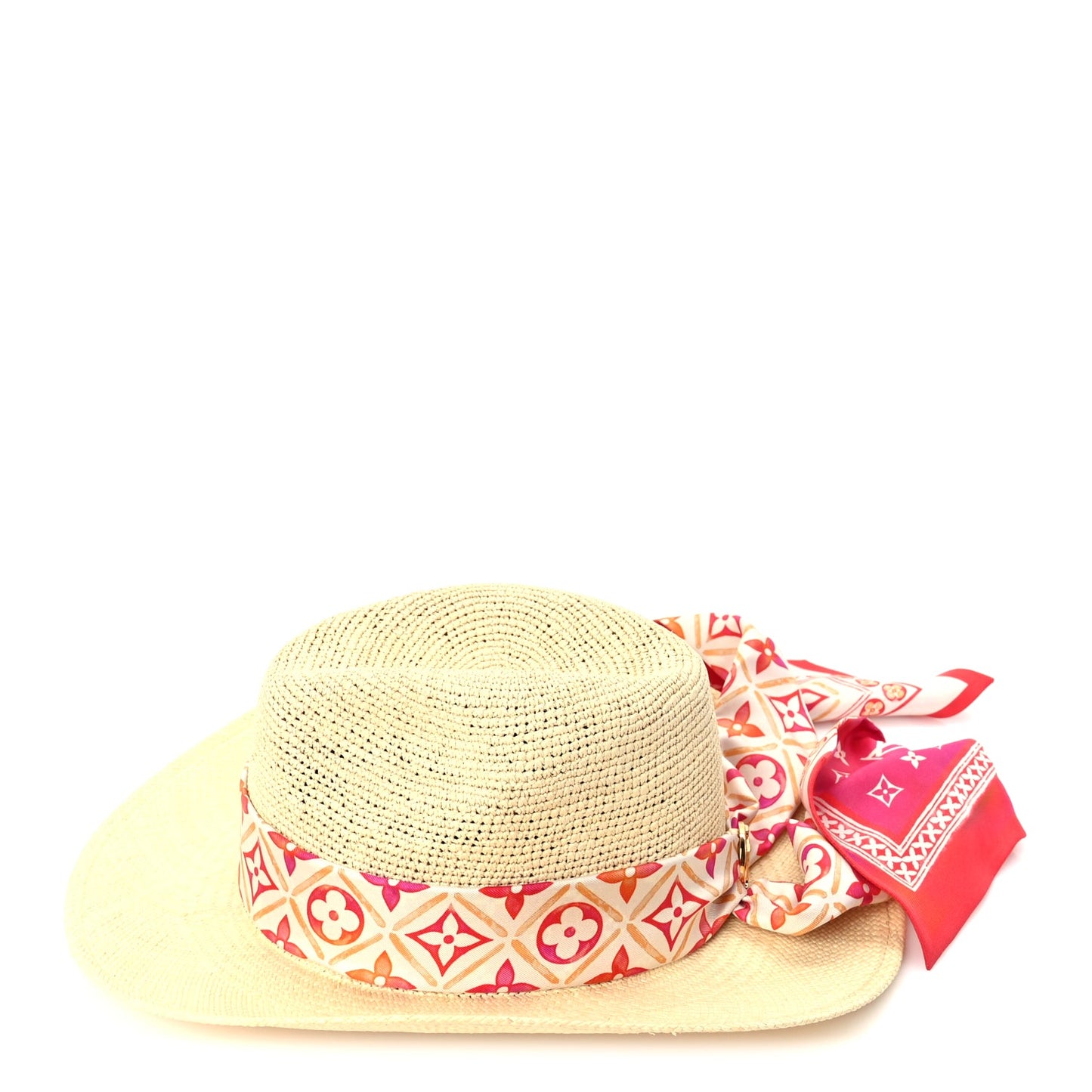 Louis Vuitton Raffia Tiles By The Pool Panama Fedora S Natural Coral