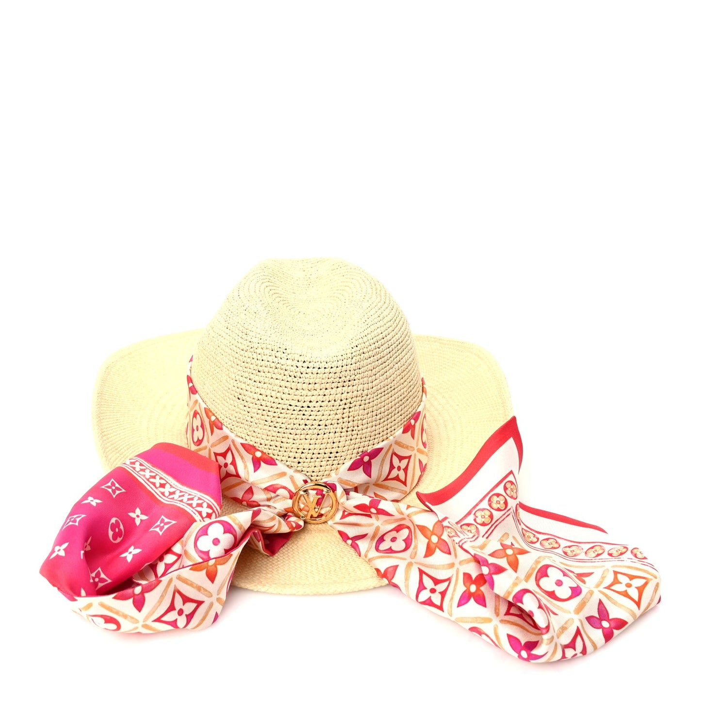 Louis Vuitton Raffia Tiles By The Pool Panama Fedora S Natural Coral