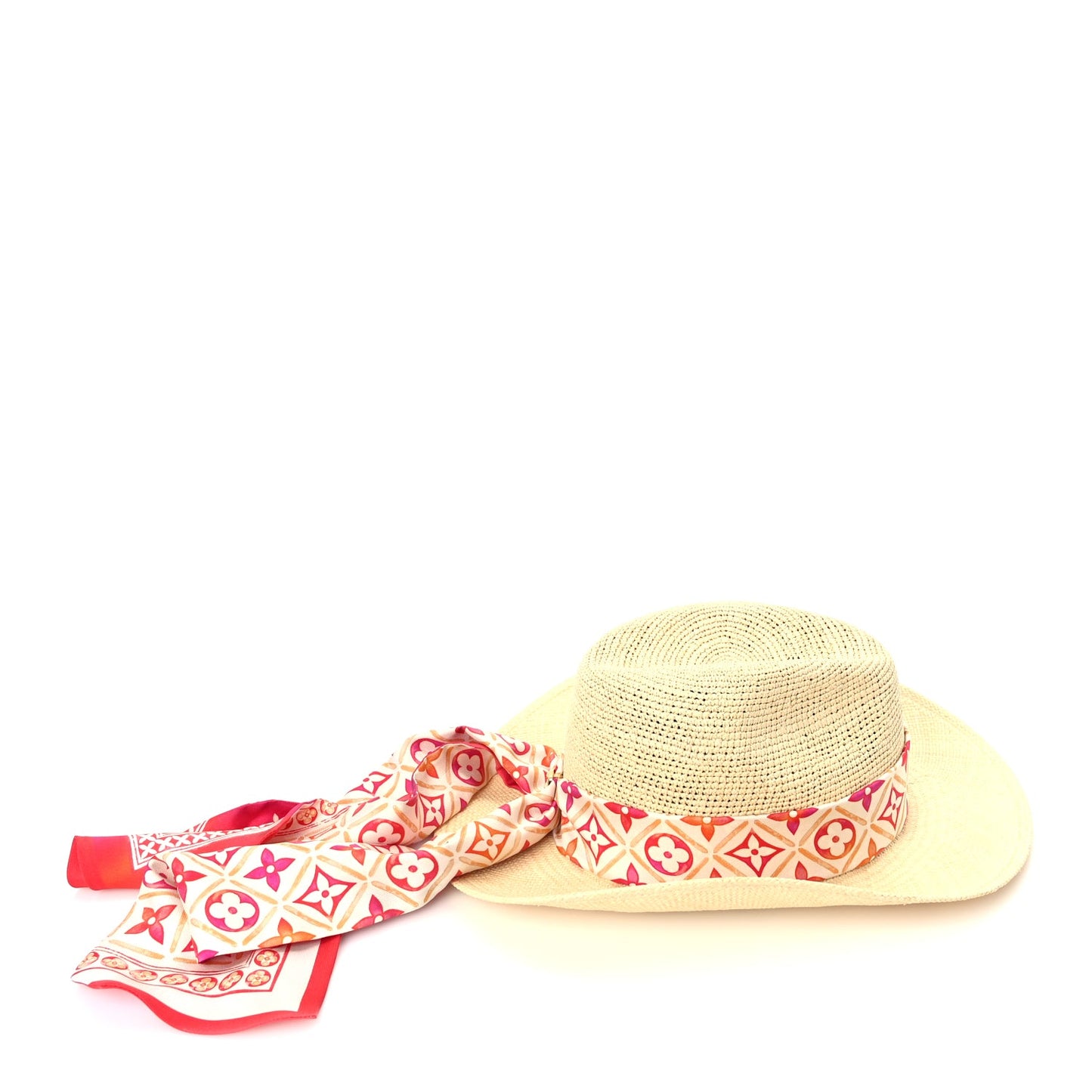 Louis Vuitton Raffia Tiles By The Pool Panama Fedora S Natural Coral