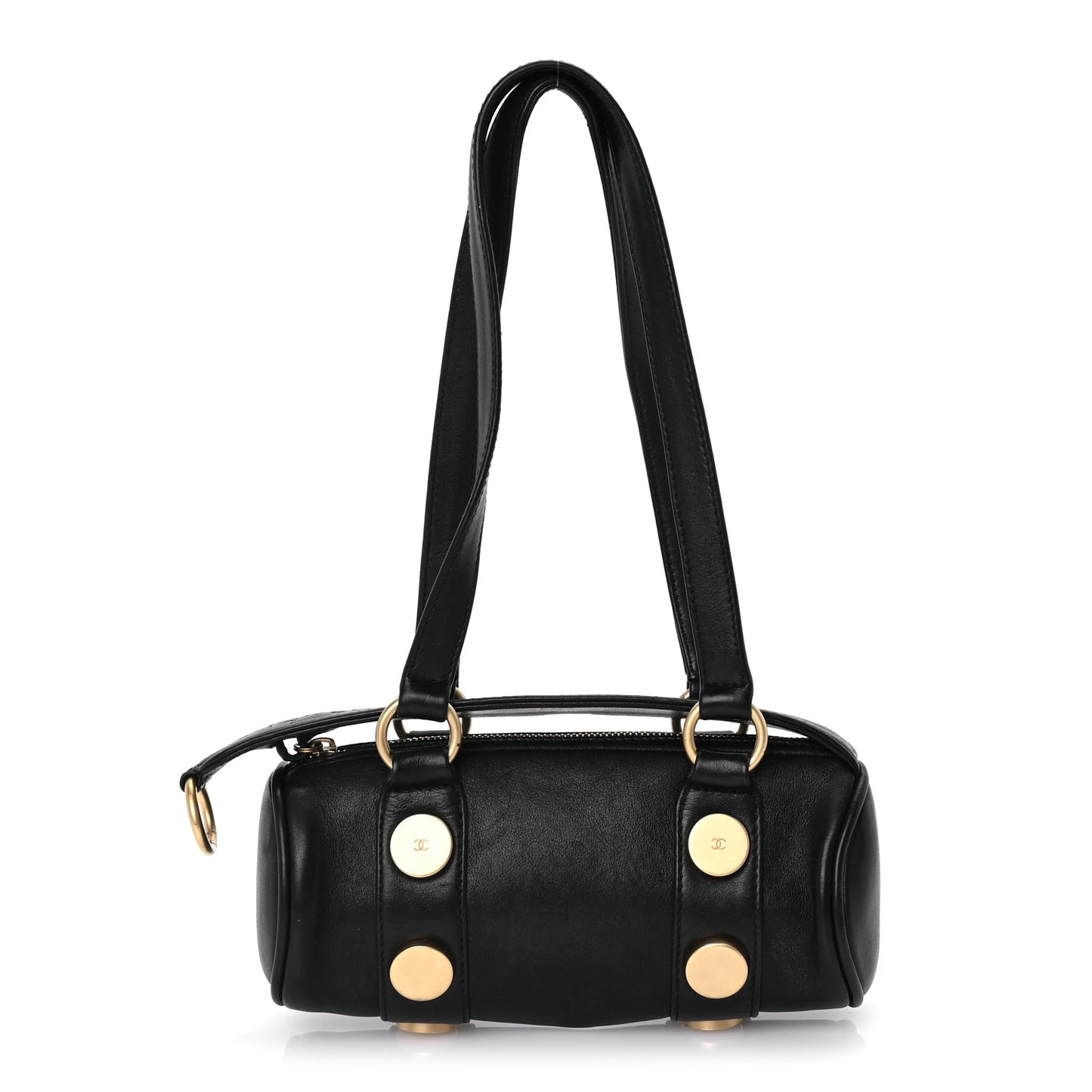 Chanel Lambskin Studded CC Barrel Bag Black