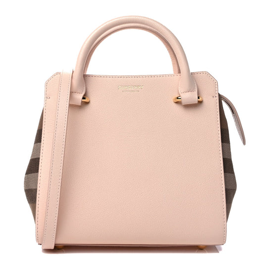 Burberry Calfskin Mega Check Mini Banwell Tote Pale Cameo