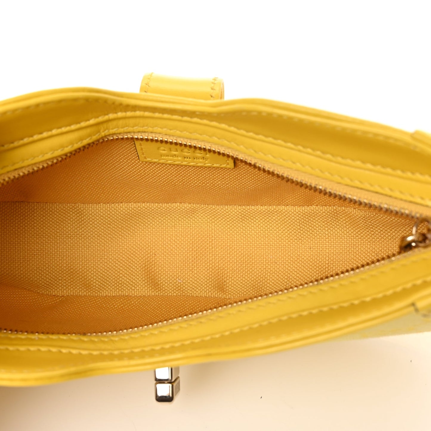 Gucci Calfskin Monogram Mini Moon Side Shoulder Bag Yellow