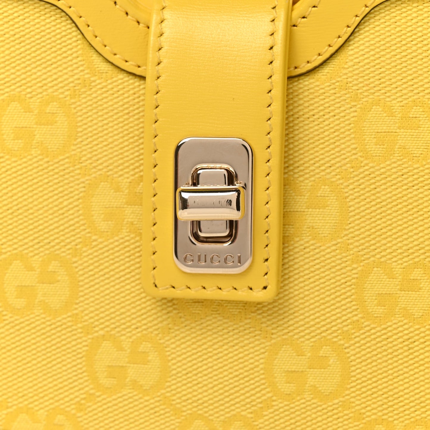 Gucci Calfskin Monogram Mini Moon Side Shoulder Bag Yellow