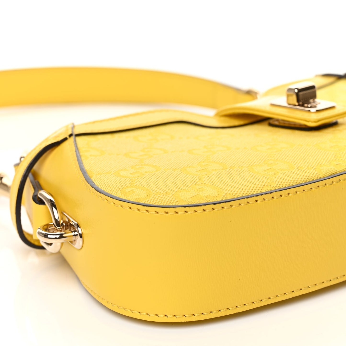 Gucci Calfskin Monogram Mini Moon Side Shoulder Bag Yellow