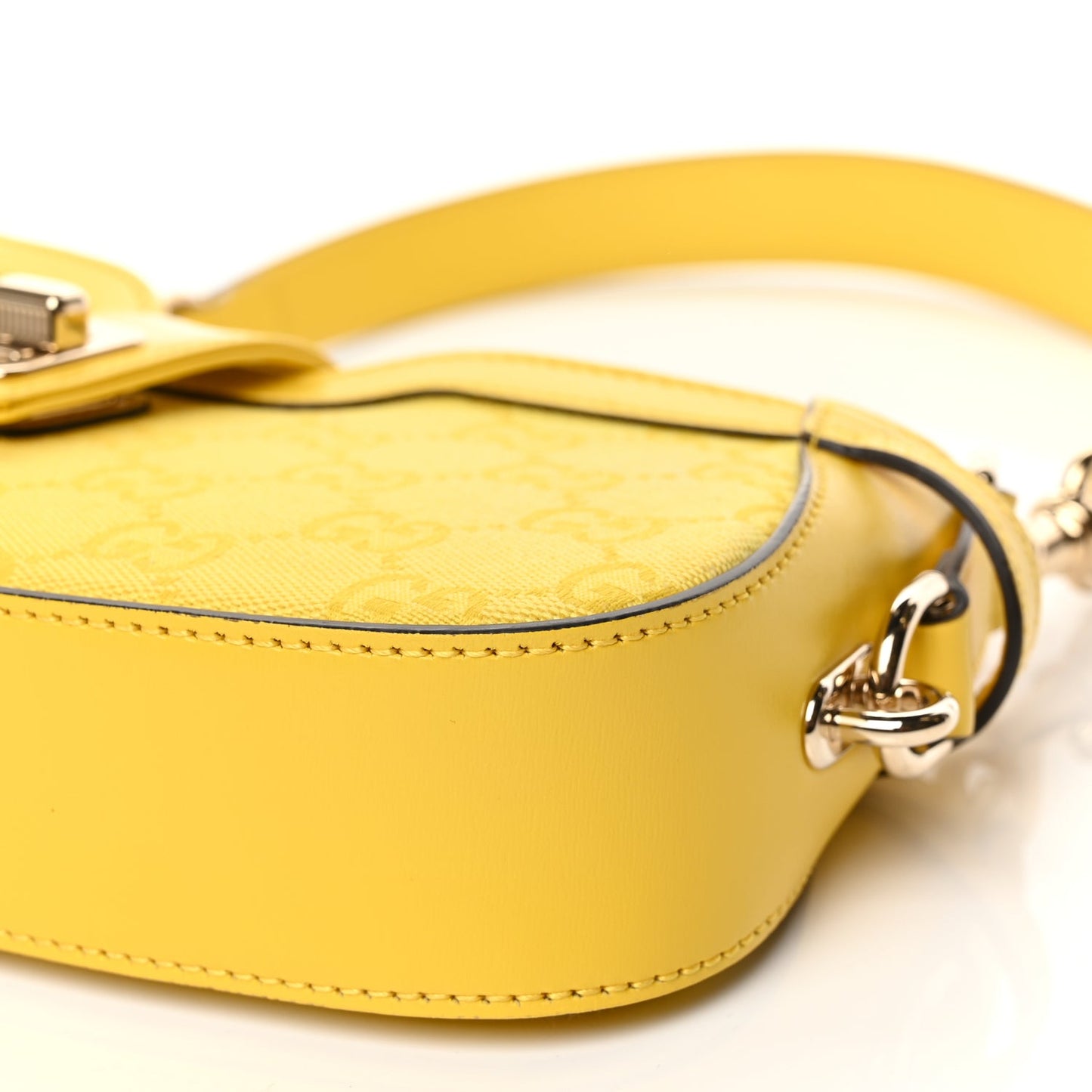 Gucci Calfskin Monogram Mini Moon Side Shoulder Bag Yellow