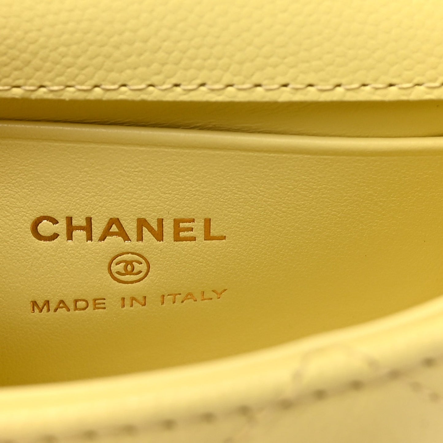 Chanel Caviar Quilted Nano Coco Handle Clutch With Chain Yellow
