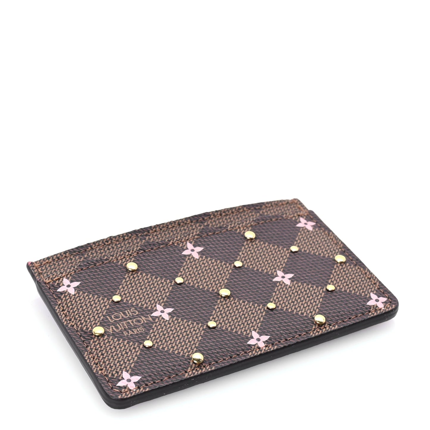 Louis Vuitton Damier Ebene Studded Card Holder Pink