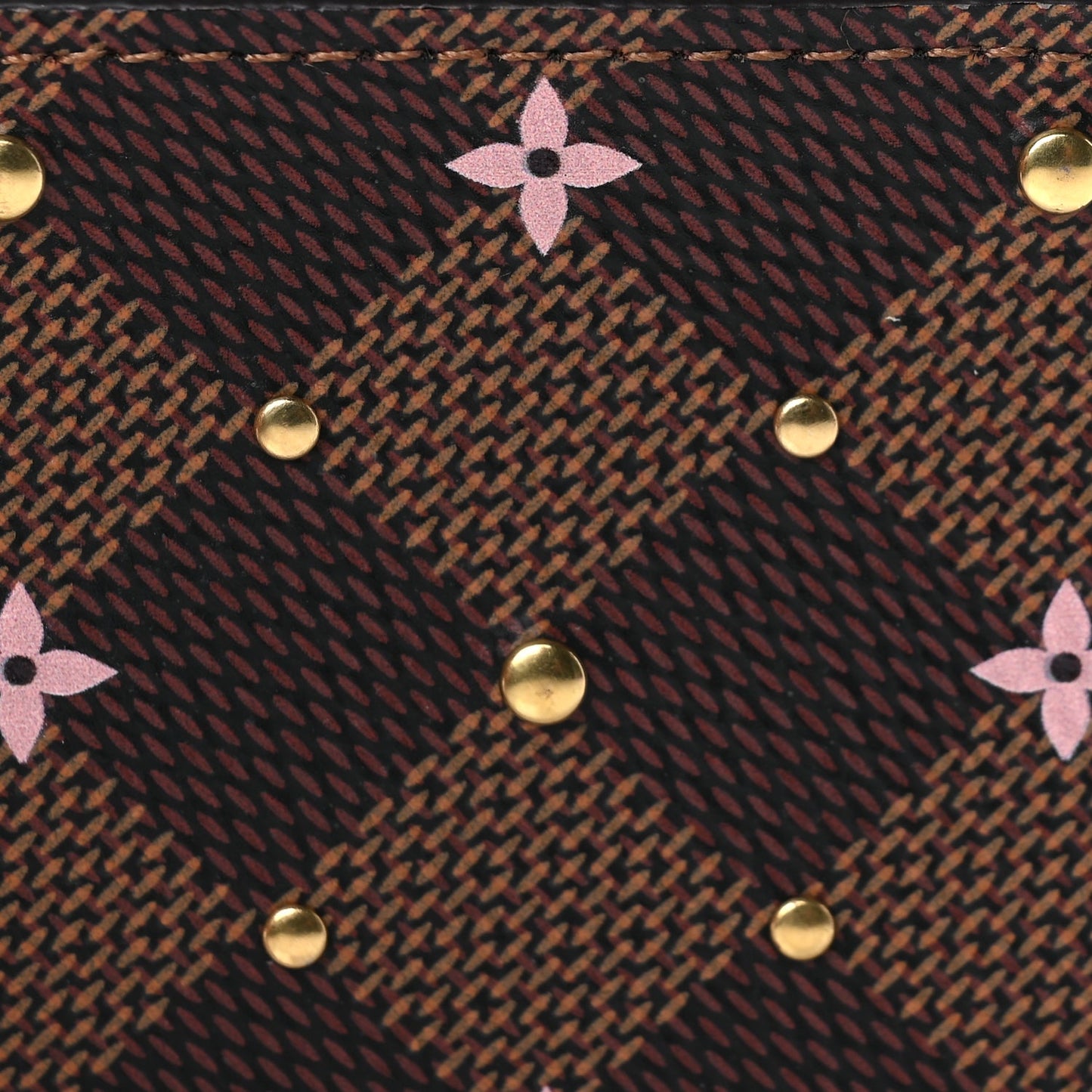 Louis Vuitton Damier Ebene Studded Card Holder Pink