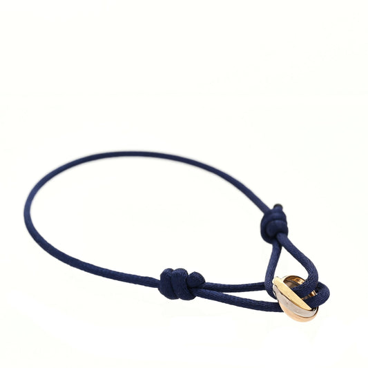 Cartier 18K Pink Yellow White Gold Trinity Adjustable Cord Bracelet  Navy