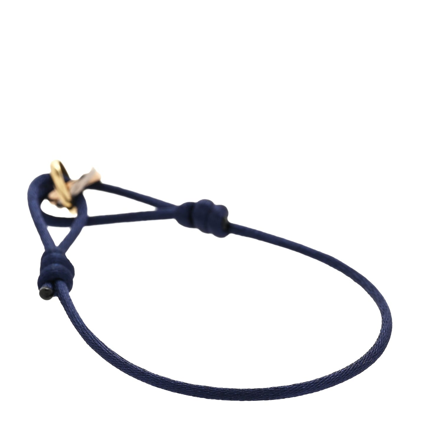 Cartier 18K Pink Yellow White Gold Trinity Adjustable Cord Bracelet  Navy