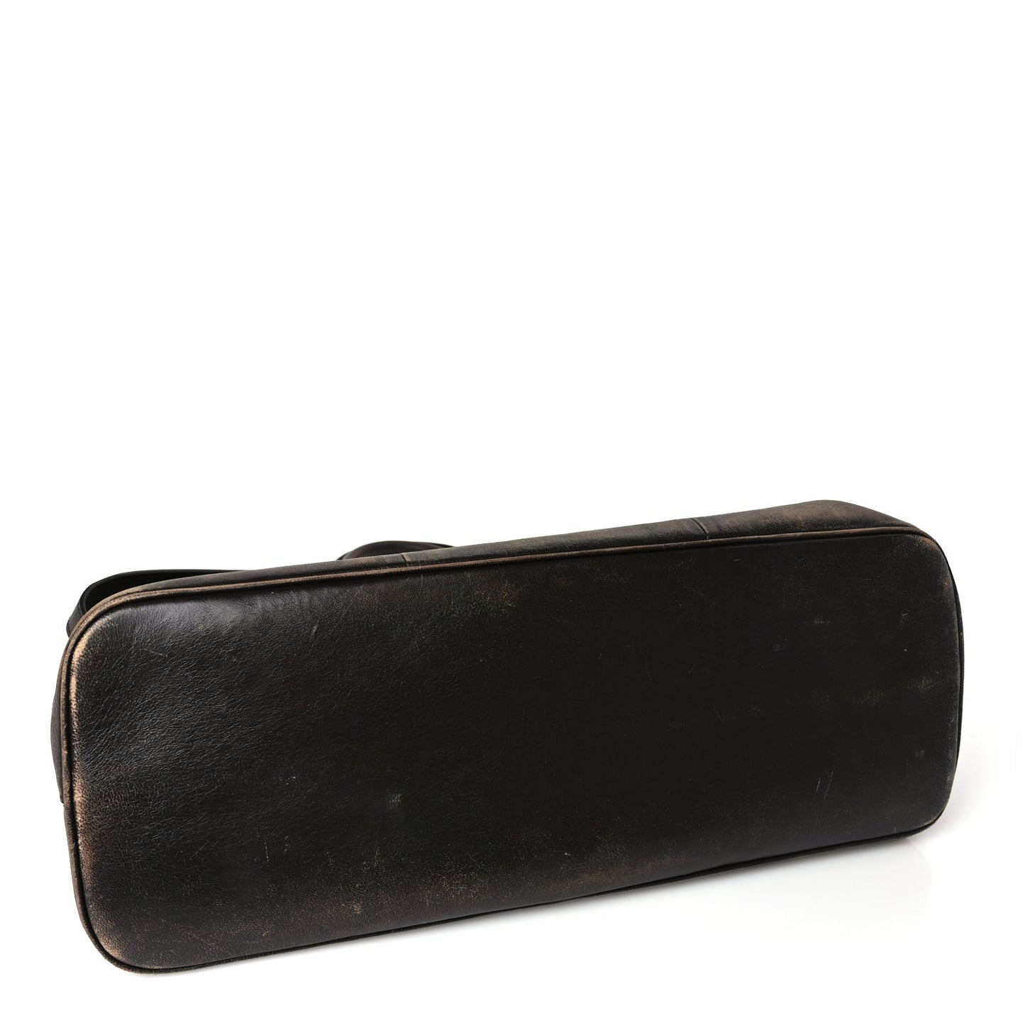 Prada Nappa Vintage Effect Large Buckle Bag With Belt Dark Brown