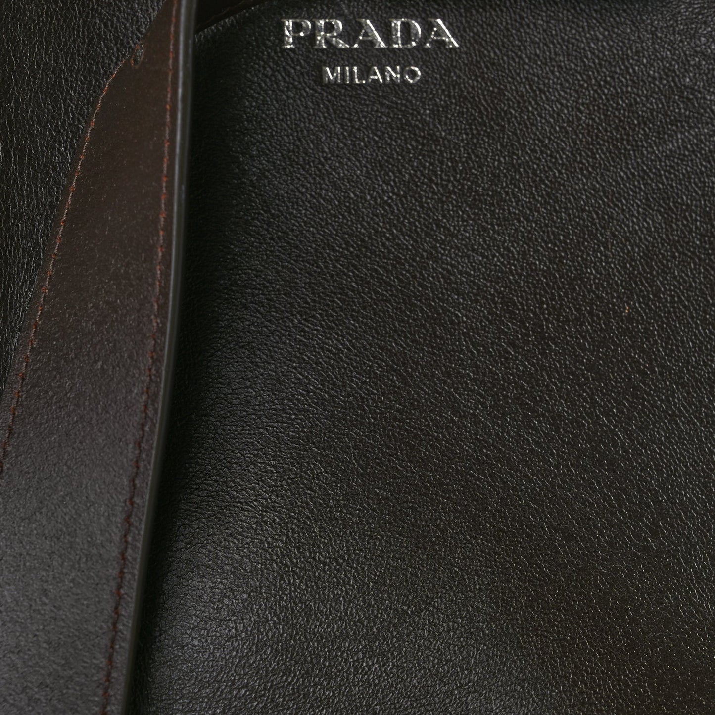 Prada Nappa Vintage Effect Large Buckle Bag With Belt Dark Brown