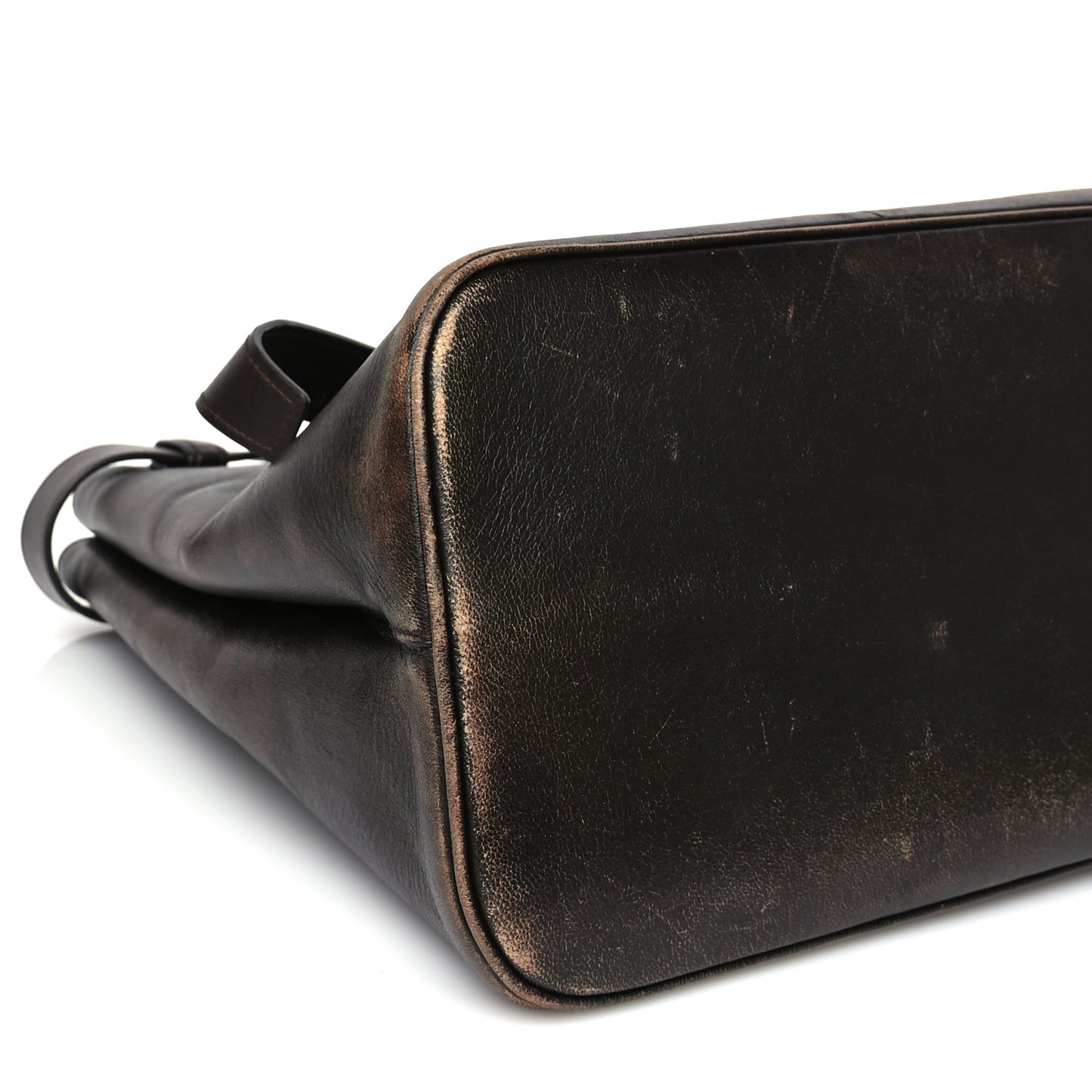 Prada Nappa Vintage Effect Large Buckle Bag With Belt Dark Brown