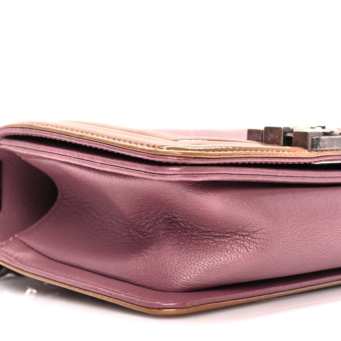 Chanel Goatskin Quilted Patent Small Duo Boy Flap Pink