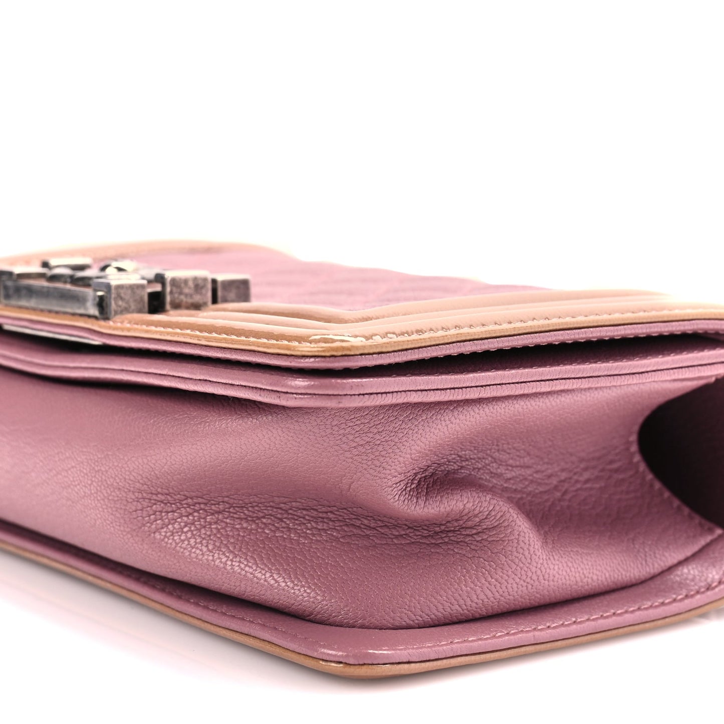 Chanel Goatskin Quilted Patent Small Duo Boy Flap Pink