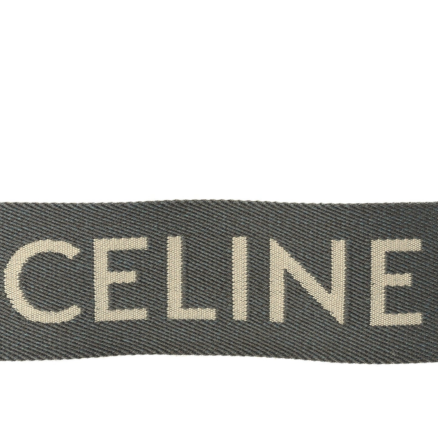 Celine Jacquard Wool Logo Long Strap Grey White