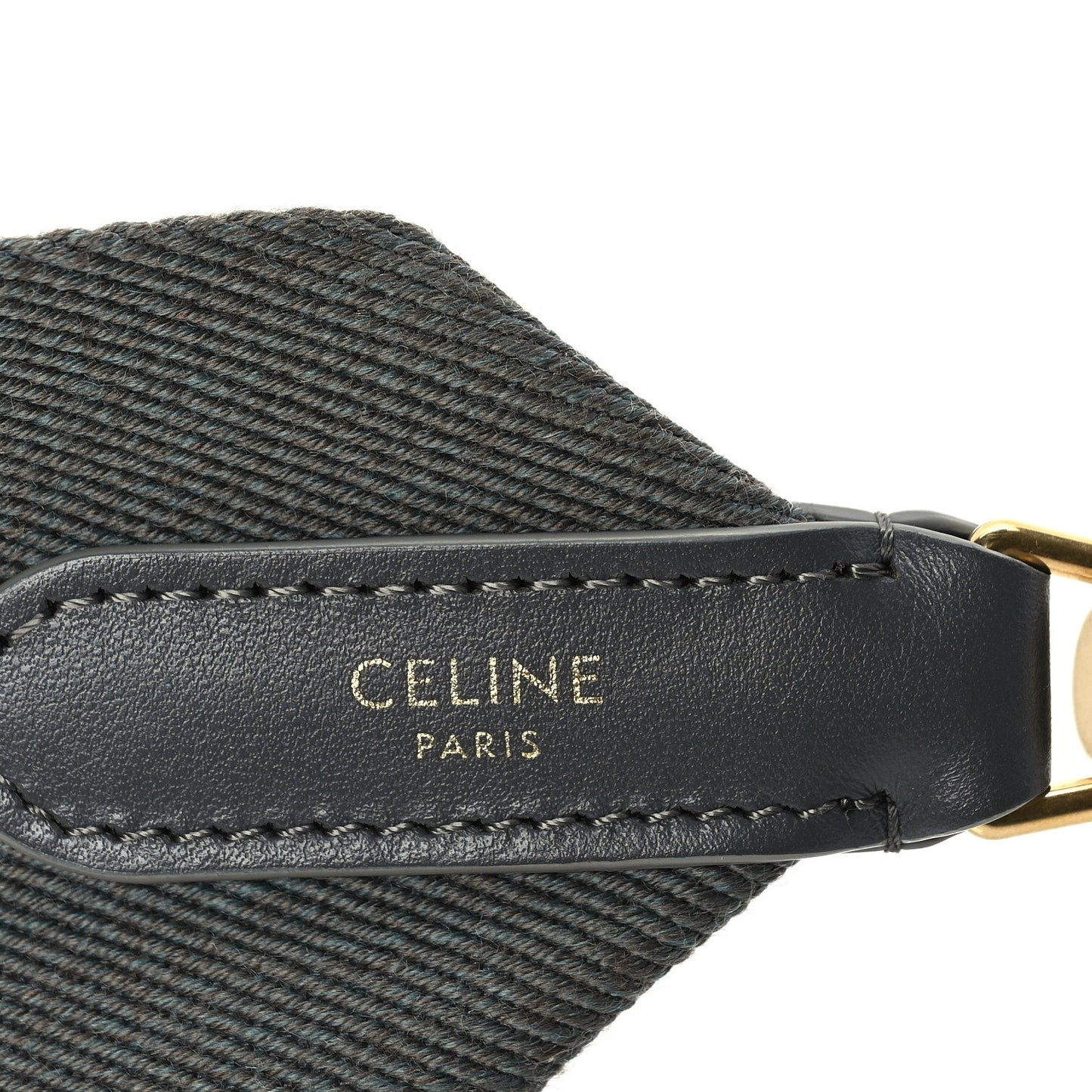 Celine Jacquard Wool Logo Long Strap Grey White