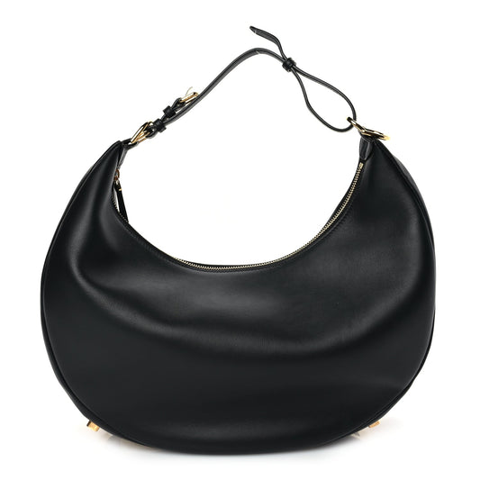 Fendi Vitello Grace Matte Medium Fendigraphy Hobo Bag Black