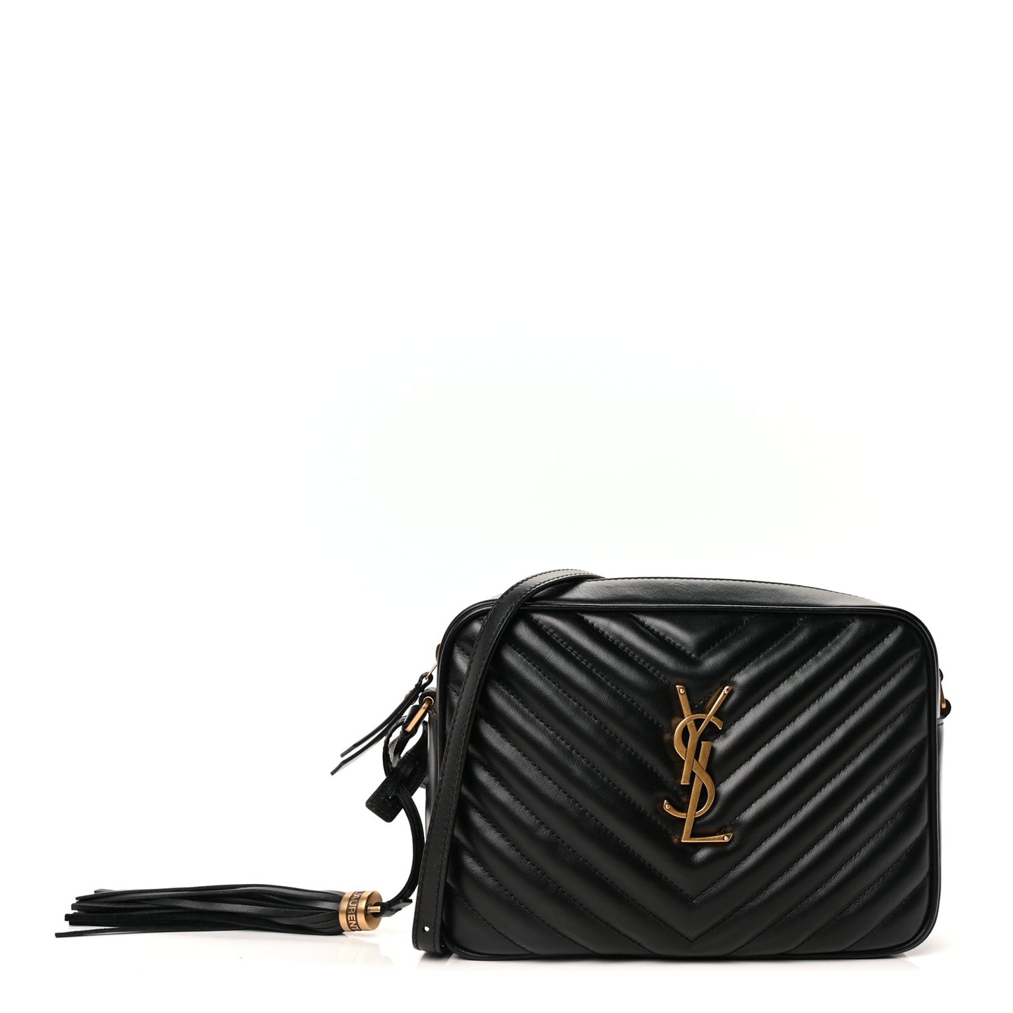 Saint Laurent Calfskin Matelasse Monogram Lou Camera Bag Black