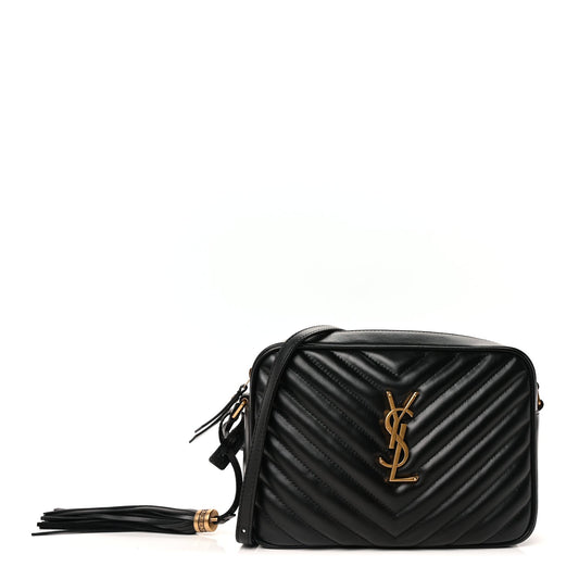 Saint Laurent Calfskin Matelasse Monogram Lou Camera Bag Black