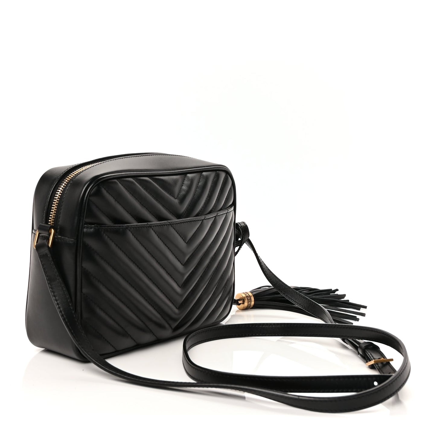 Saint Laurent Calfskin Matelasse Monogram Lou Camera Bag Black