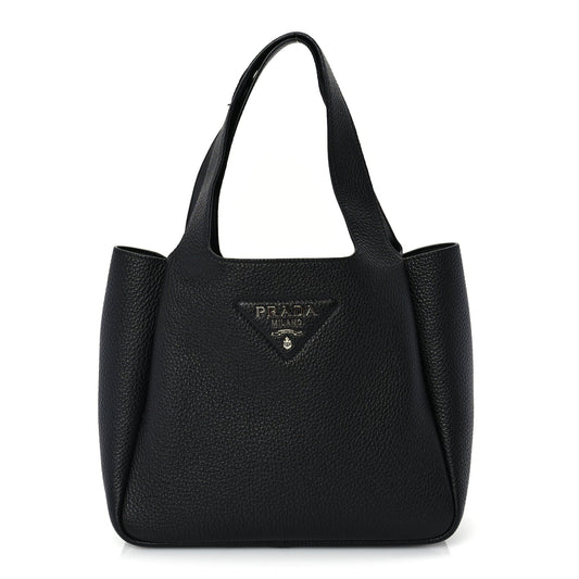 Prada Vitello Daino Soft Small Dynamique Tote Black