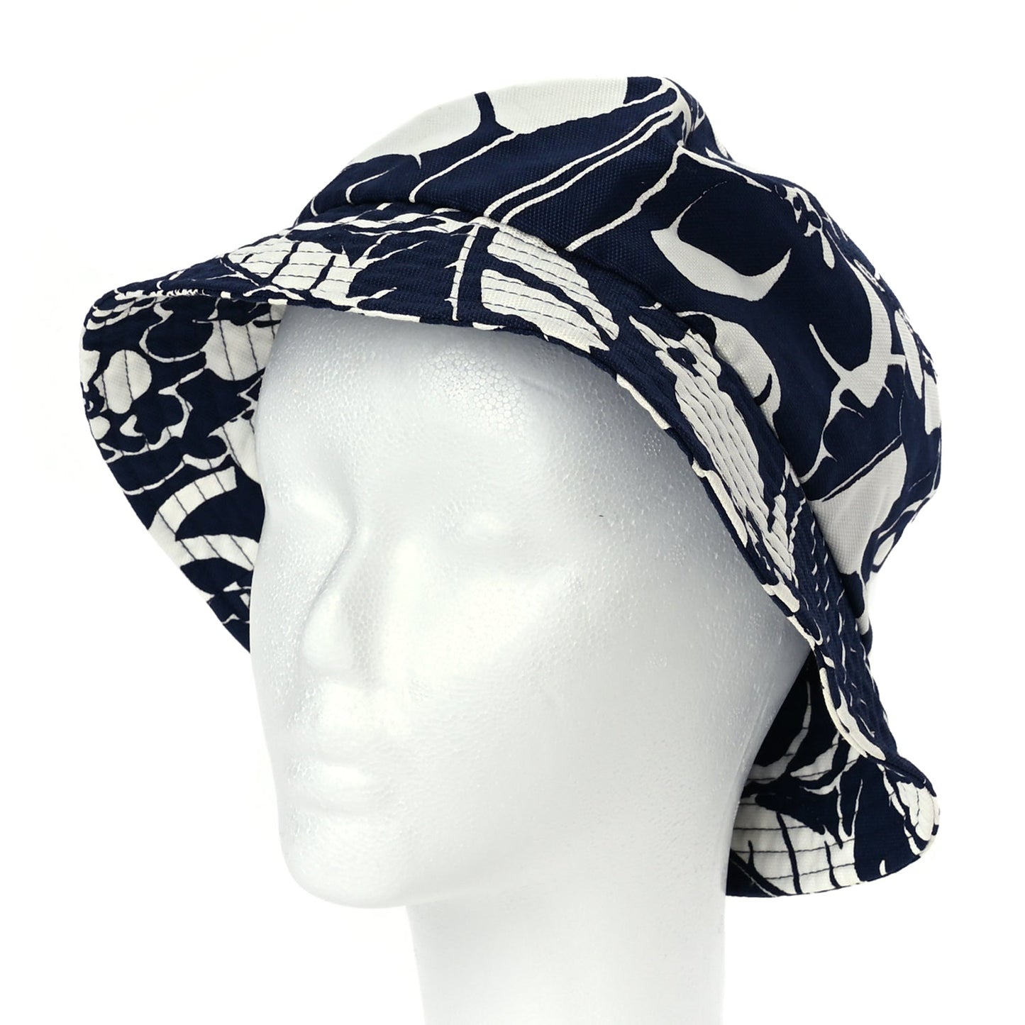 Chanel Cotton Canvas Bucket Hat L Navy Ivory