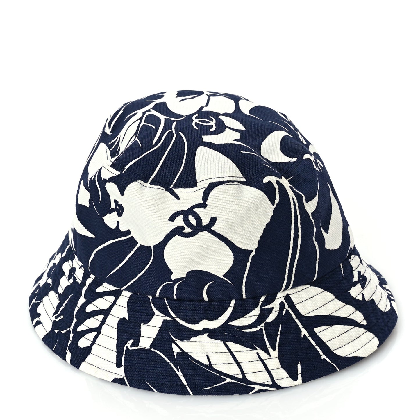 Chanel Cotton Canvas Bucket Hat L Navy Ivory