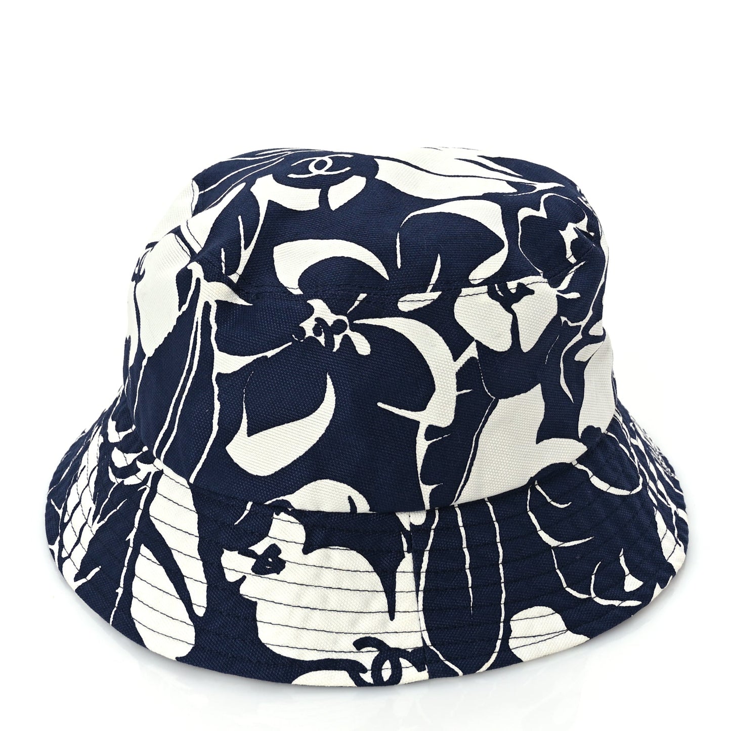 Chanel Cotton Canvas Bucket Hat L Navy Ivory