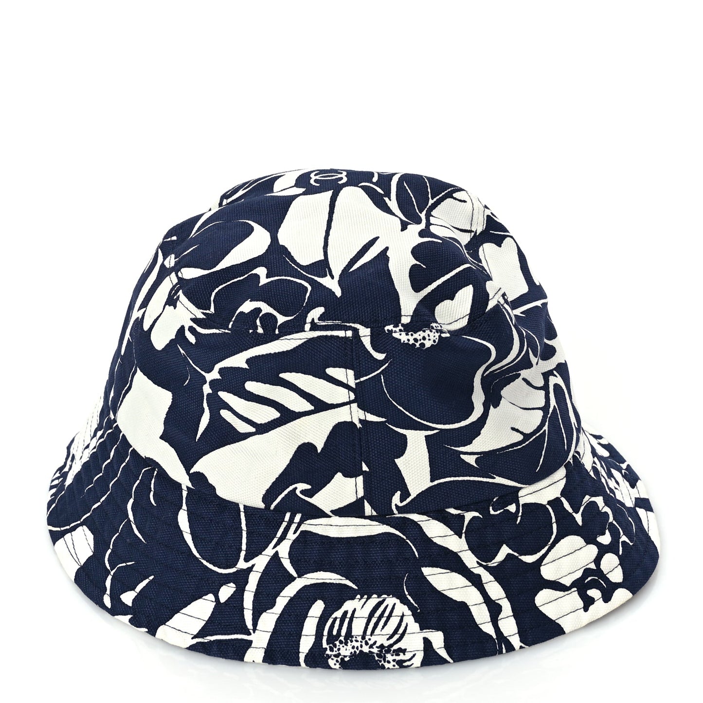 Chanel Cotton Canvas Bucket Hat L Navy Ivory