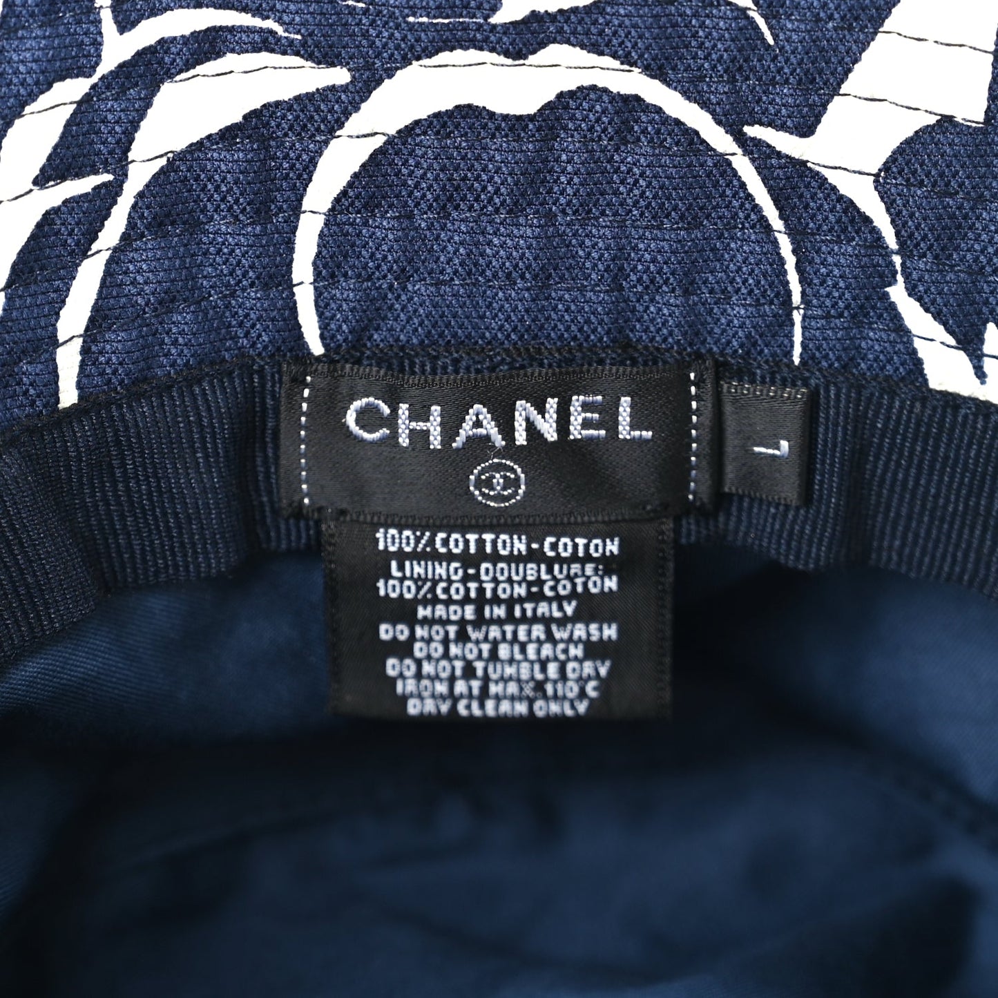 Chanel Cotton Canvas Bucket Hat L Navy Ivory