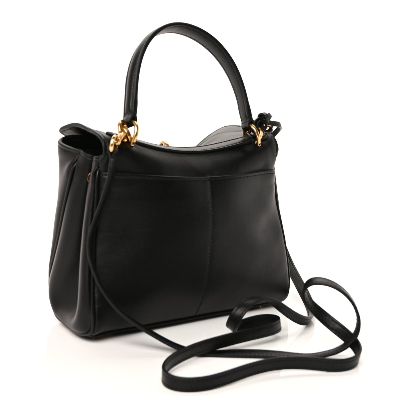 Balenciaga Natural Smooth Calfskin Small Rodeo Top Handle Handbag Black