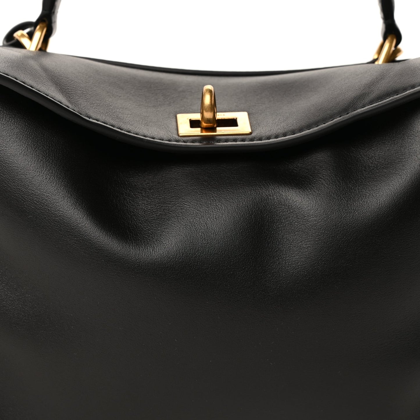 Balenciaga Natural Smooth Calfskin Small Rodeo Top Handle Handbag Black