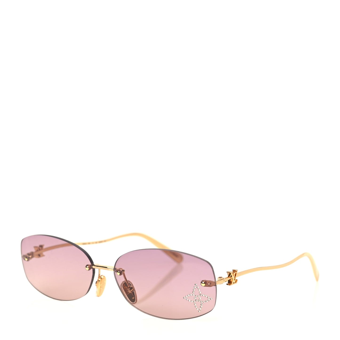 Louis Vuitton Metal Crystal LV Glam 2.0 Oval Sunglasses Pink