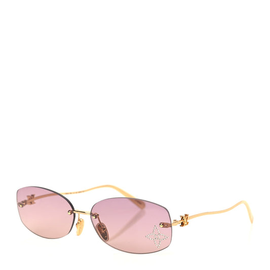 Louis Vuitton Metal Crystal LV Glam 2.0 Oval Sunglasses Pink