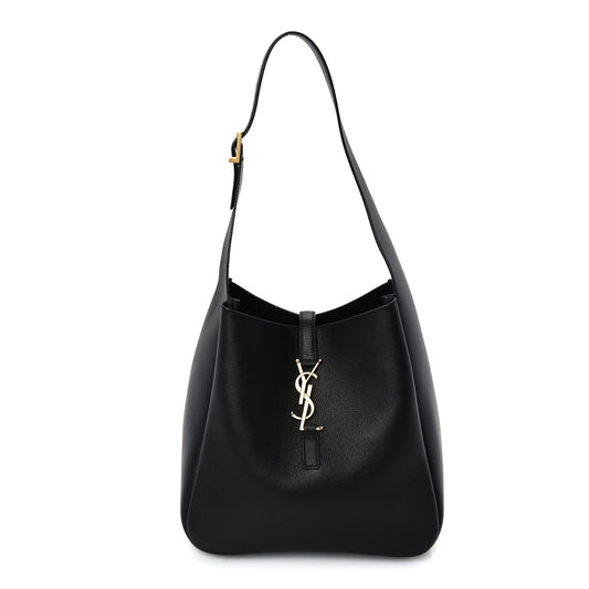 Saint Laurent Grained Calfskin Small Le 5 A 7 Supple Hobo Black