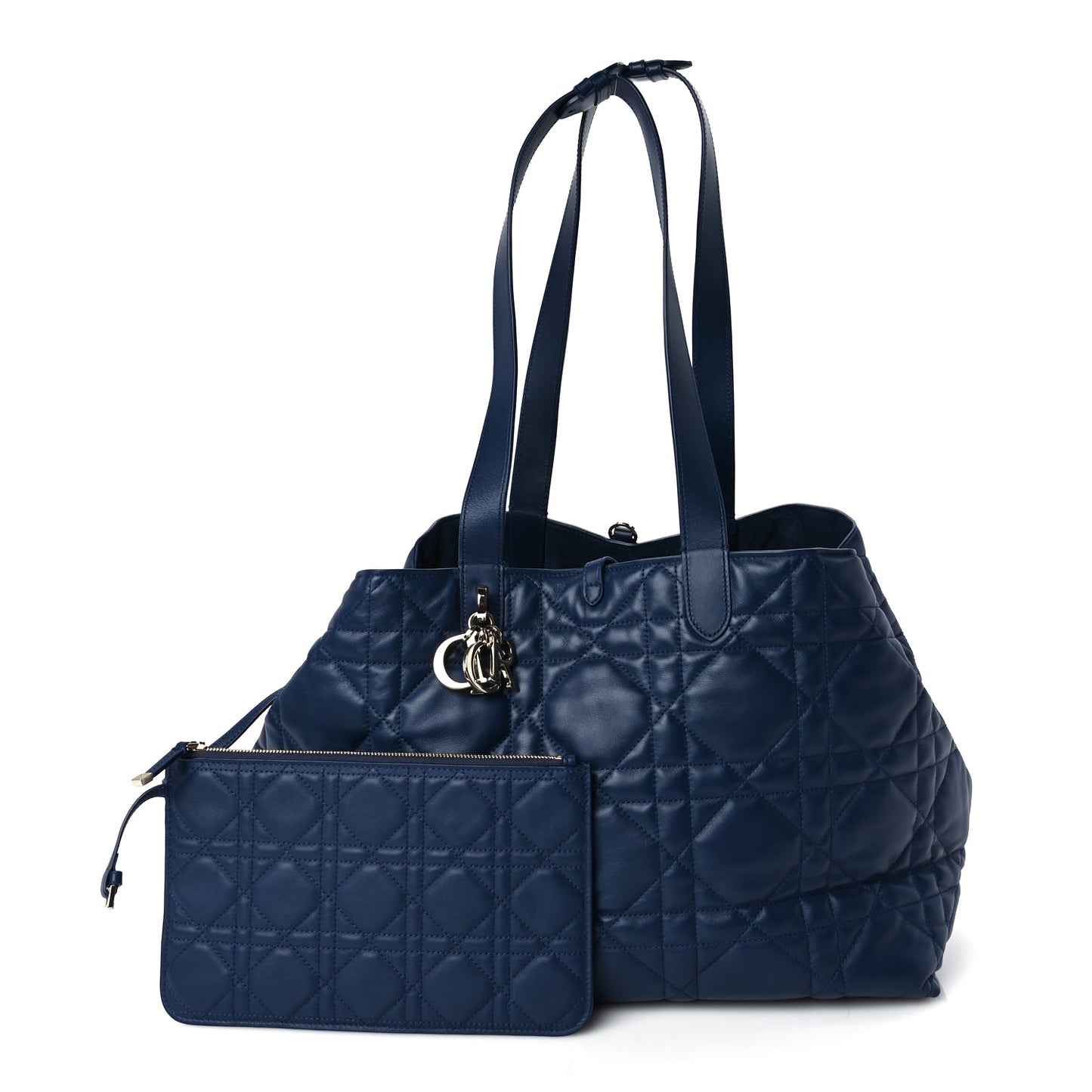 Christian Dior Calfskin Macrocannage Large Toujours   Deep Ocean Blue