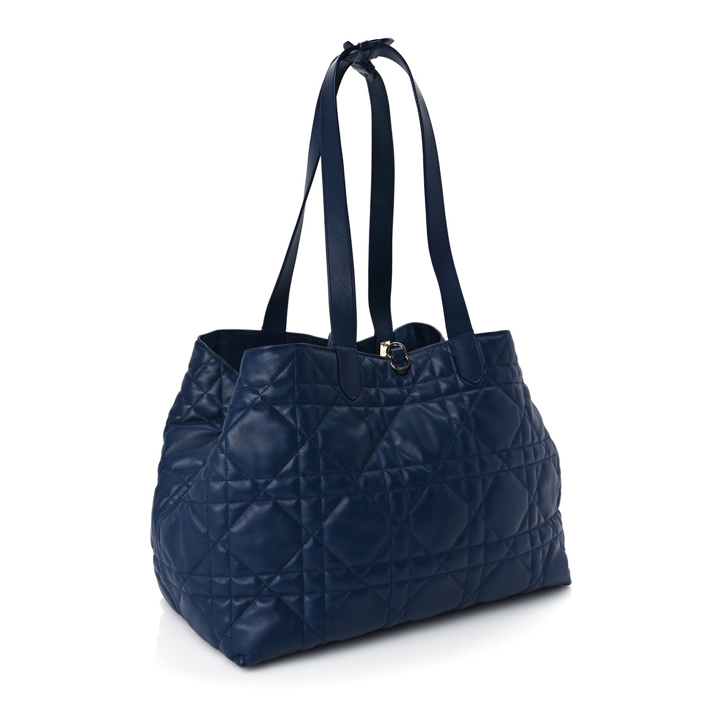 Christian Dior Calfskin Macrocannage Large Toujours   Deep Ocean Blue