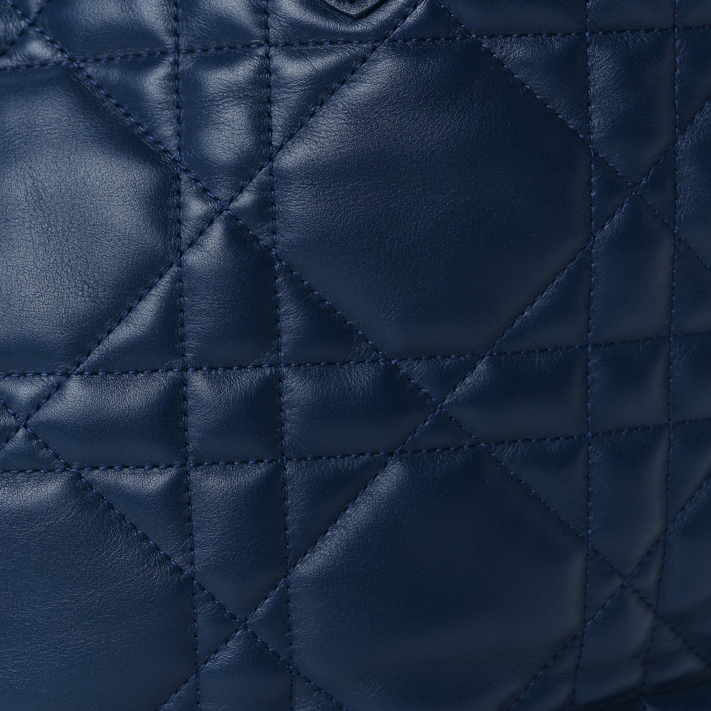 Christian Dior Calfskin Macrocannage Large Toujours   Deep Ocean Blue
