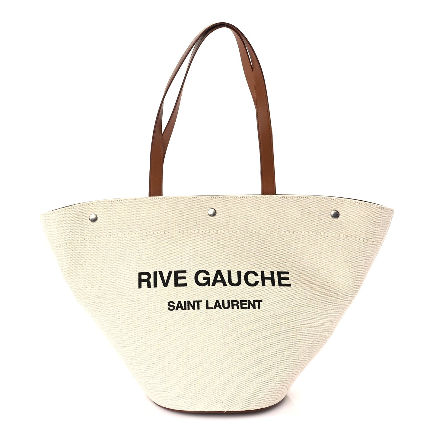Saint Laurent Linen Calfskin Rive Gauche Tote  Greggio Brick