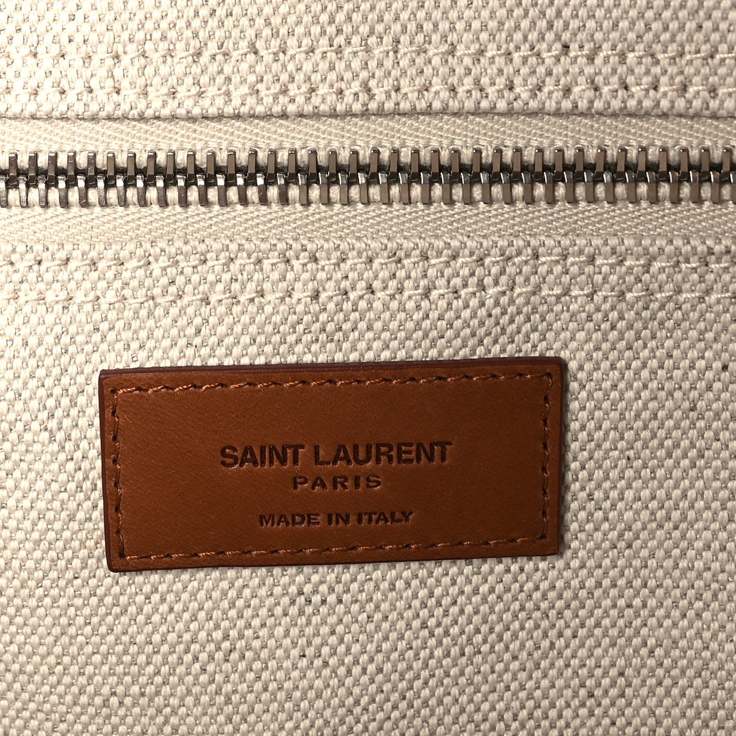 Saint Laurent Linen Calfskin Rive Gauche Tote  Greggio Brick