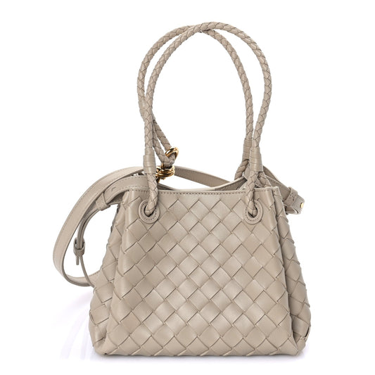 Bottega Veneta Nappa Intrecciato Mini Parachute Shoulder Bag Ecru